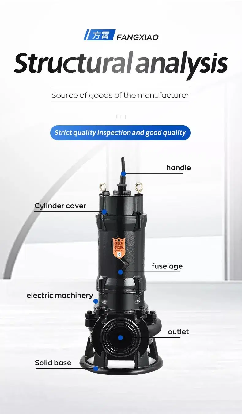 5.5kw/7.5HP Wqas65-18-5.5 High Pressure Iron Vortex Electric Submersible Sewage Underground Waste Water Pump