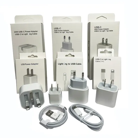 Factory Wholesale Us UK EU Power Adapter 20W Fast Charger Pd 27W Type C Lightning Cable Set for iPhone 16 15 14 Charging Cord 